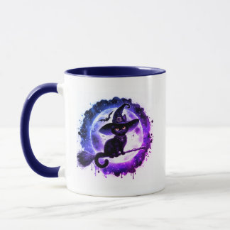 Süße Halloween-Schwarzkatzen-Hexe-Kombitasse Tasse