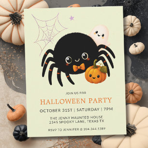 Süße Halloween-Spinne-Kürbis-Kinderparty Einladung
