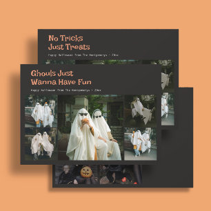 Süße Halloween-Spruch 9 Familienfoto Schwarz Feiertagskarte