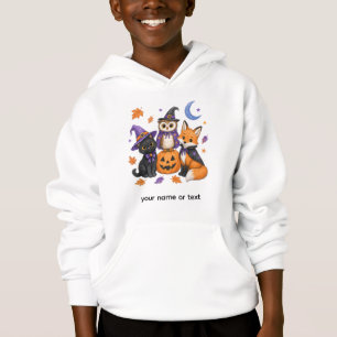 Süße Halloween-Tiere - Hexe schwarze Katze Eule Fu Hoodie