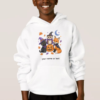 Süße Halloween-Tiere - Hexe schwarze Katze Eule Fu Hoodie