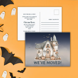Süße Halloween-verrückte Geisterhaus-Adresse änder Ankündigungspostkarte