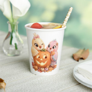 Süße Halloween-Vogelfreunde-Kaffeetasse Pappbecher