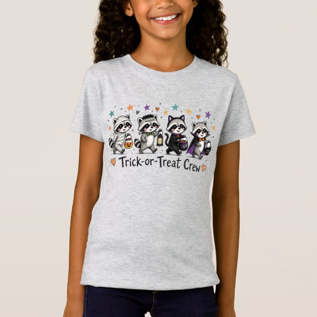 Süße Halloween-Waschbären-Streich-oder-Überraschun T-Shirt (Vorderseite)