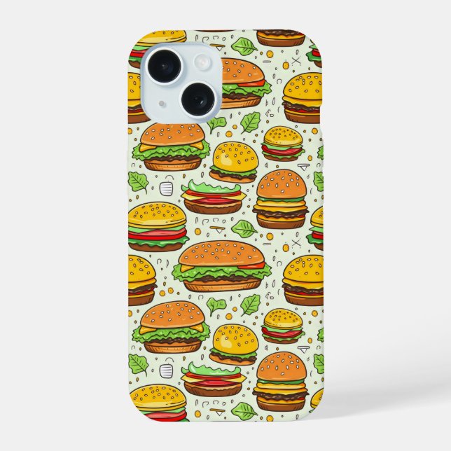 Süße Hamburger Muster iPhone 15 Hülle (Rückseite)