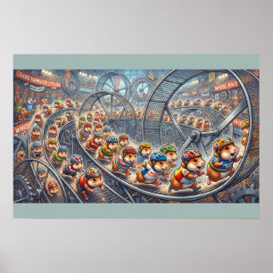 Süße Hamster-Radrennen-Sportgrafik Poster