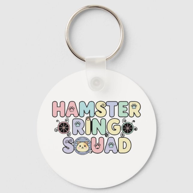 Süße Hamster-Ring-Squad-Pastell-Design Schlüsselanhänger (Vorderseite)