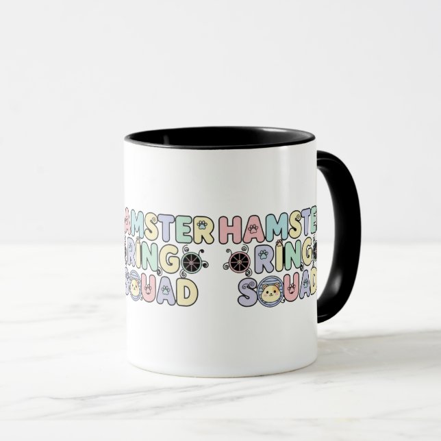 Süße Hamster-Ring-Squad-Pastell-Design Tasse (VorderseiteRechts)