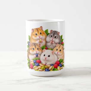 Süße Hamsterfamilie mit Beeren und Pistazien Tasse