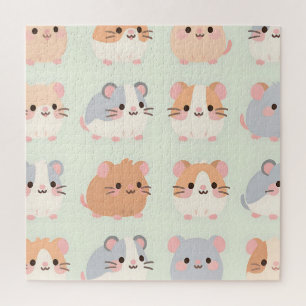 Süße Hamstergesichter Kawaii Pastell-Muster Puzzle
