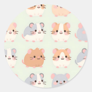 Süße Hamstergesichter Kawaii Pastell-Muster Runder Aufkleber