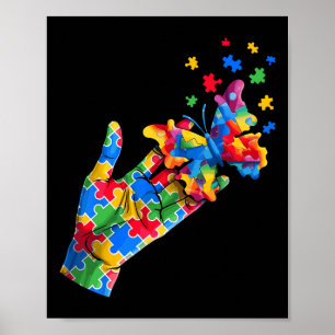 Süße Hand- und Schmetterlings-Puzzleteile Autismus Poster