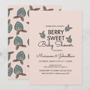 Süße handgemalte Erdbeeren Baby Shower Einladung