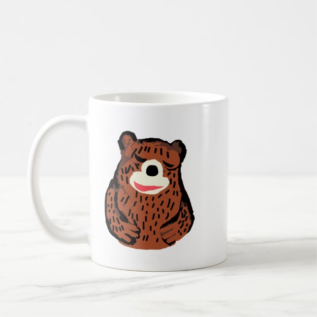 Süße handgezeichnete Braunbär-Umarmen-Tasse Kaffeetasse (Links)
