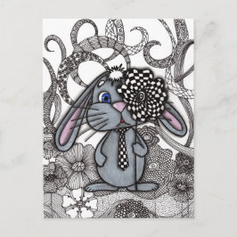 Süße handgezeichnete Hase Kaninchen Zen Doodle Ein Einladungspostkarte