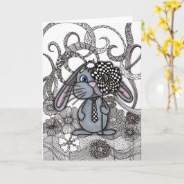 Süße handgezeichnete Hase Kaninchen Zen Doodle Gru Karte
