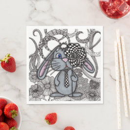 Süße handgezeichnete Hasen-Zen-Doodle-Papier-Servi Serviette