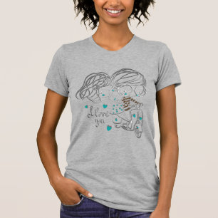 Süße handgezeichnete "Ich liebe dich" Digitalkunst T-Shirt