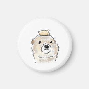 Süße handgezeichnete Illustration eines Hundes mit Magnet