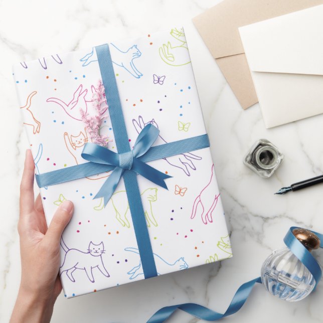 Süße handgezeichnete Katzen Geschenkpapier (Schenken)