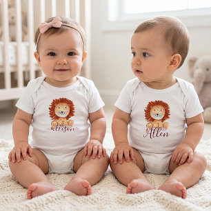 Süße handgezeichnete Löwen personalisierte Kinder  Baby Strampler