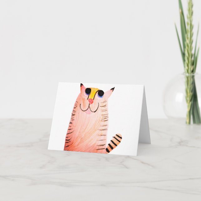 Süße handgezeichnete orange getigerte Katze Danke  (Vorderseite)