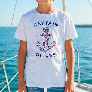 Süße handgezeichnete rote und blaue Anker T-Shirt