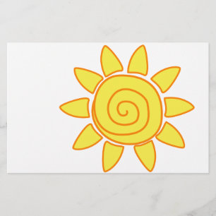 Süße handgezeichnete Sonne Kinderzeichnung Illustr Briefpapier