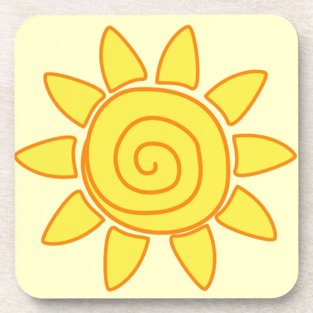 Süße handgezeichnete Sonnen-Kinderzeichnung Illust Getränkeuntersetzer (Vorderseite)