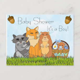 Süße handgezeichnete Waldtiere Baby Shower Postkarte