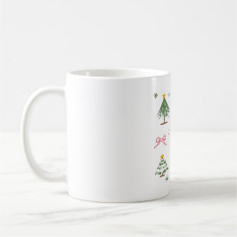 Süße handgezeichnete Weihnachtsbäume und Schleifen Kaffeetasse