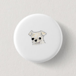 Süße handgezeichnete weiße Chihuahua-Blep-Illustra Button