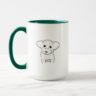 Süße handgezeichnete weiße Welpen-Illustration Tasse