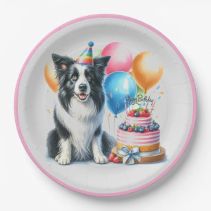 Süße Happy Birthday Border Collie Party Pappteller