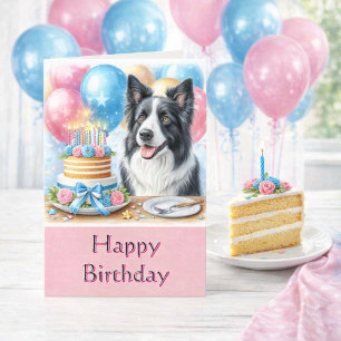Süße Happy-Birthday-Grenzcollie-Grußkarte Karte