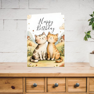 Süße Happy-Birthday-Katze Feiertagskarte