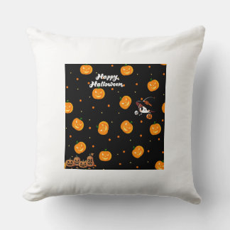 Süße Happy Halloween Kürbisse und Hexe Wurfkissen Kissen