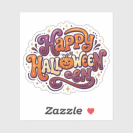 Süße Happy Halloween Typografie Kürbis Retro  Aufkleber