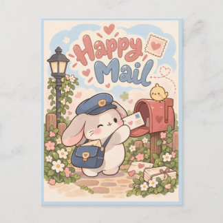 Süße Happy Mail Häschen Postkarte