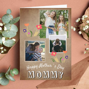 Süße Happy Mother's Day Blumen 3 Foto Karte
