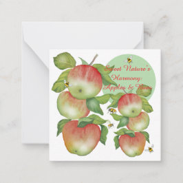 Süße Harmonie: Aquarelläpfel und eine Biene Mitteilungskarte