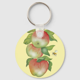 Süße Harmonie: Aquarelläpfel und eine Biene Schlüsselanhänger