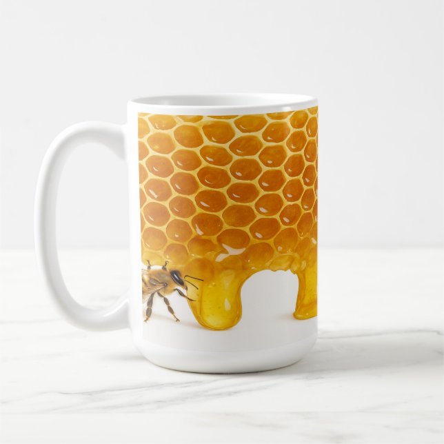 Süße Harmonie: Bienen und Honeycomb Kaffeetasse (Links)
