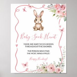 Süße Häschen-Baby-Party Mädchen Baby-Socken-Suche Poster