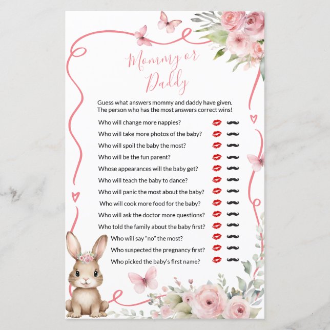 Süße Häschen-Baby-Party Mädchen Mommy oder Daddy S (Vorderseite)