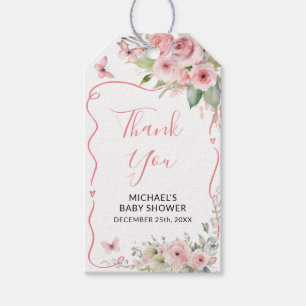 Süße Häschen-Baby-Party Mädchen Rosa Blumen Geschenkanhänger