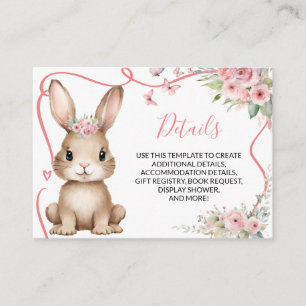 Süße Häschen-Baby-Party Mädchen Rosa Florale Detai Begleitkarte