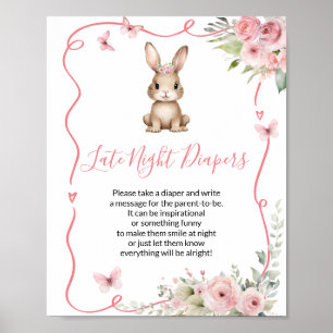 Süße Häschen-Baby-Party Mädchen Späte Nacht Windel Poster