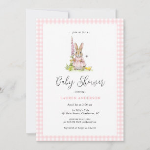 Süße Häschen Blaue Babyparty für Mädchen Einladung
