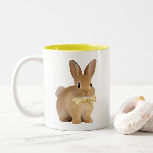 Süße Häschen Gelbe Tasse (Mit Donut)